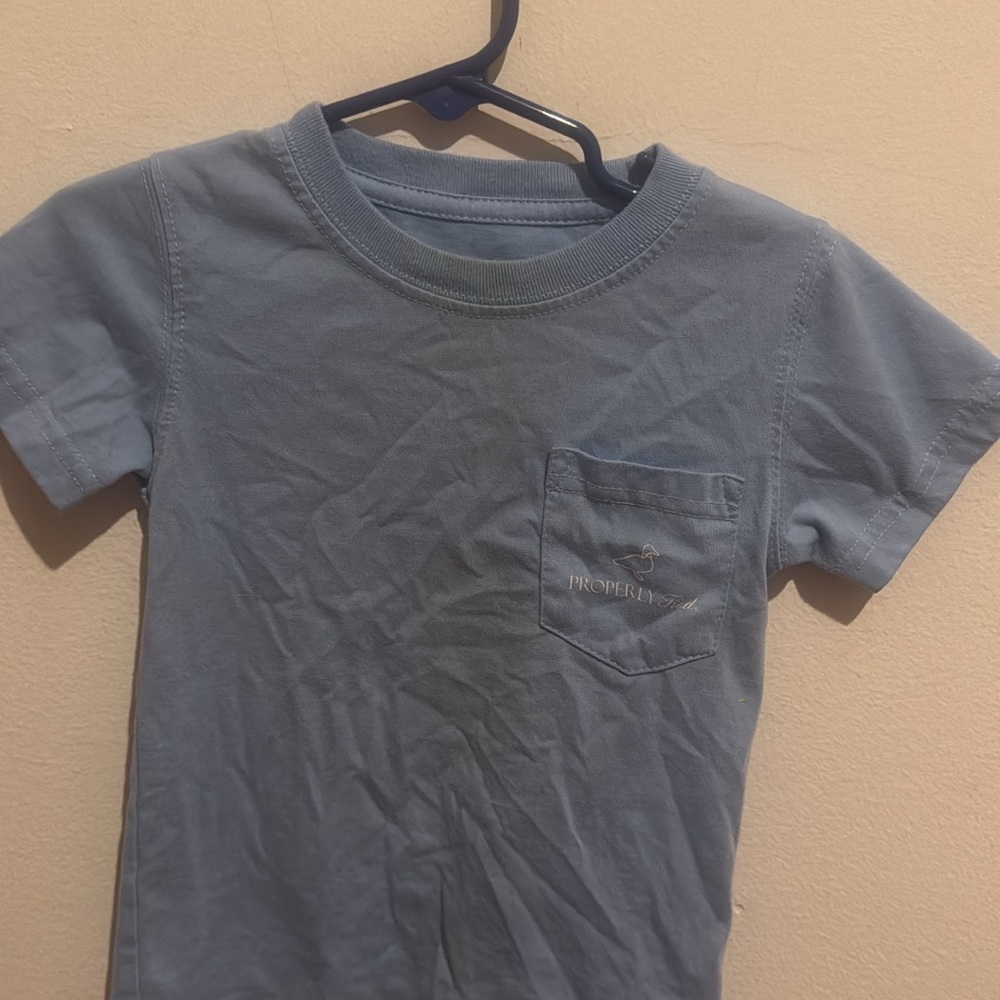 Kids Short Sleeve Pocket Tee in Dusty Blue
